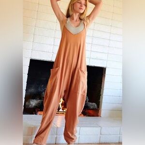 Free People Movement FP Hot Shot Romper Women’s Jumpsuit Medium Toasted Coconut